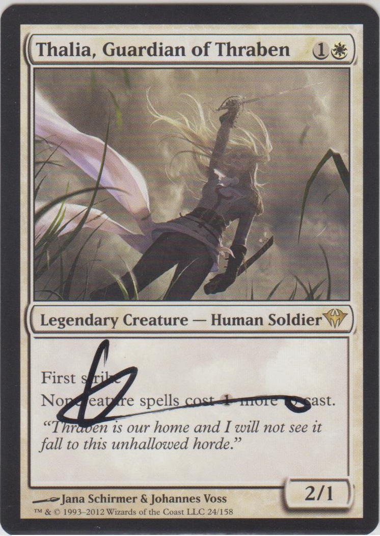 【価格交渉可】スレイベンの守護者、サリア　サインドfoil② Foil】(038)《スレイベンの守護者、サリア/Thalia, Guardian of